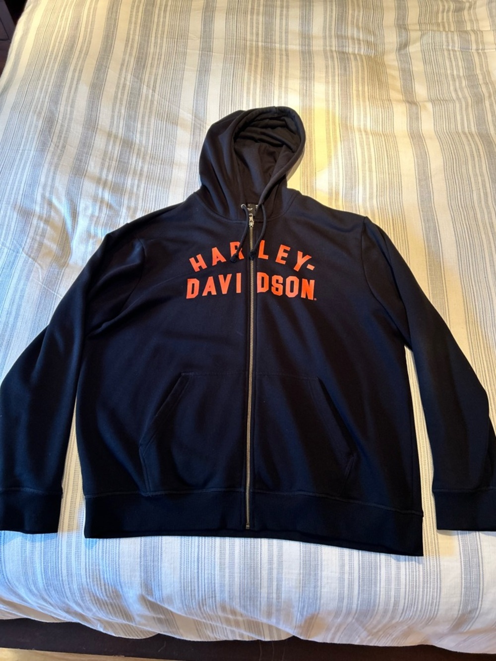 Harley-Davidson Black Zip-Up Hoodie with Orange Logo